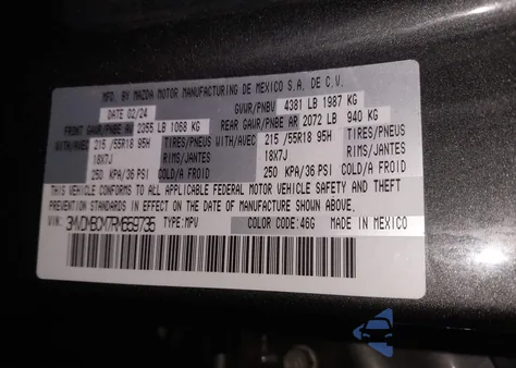 2024 Mazda Cx-30 2.5 S Preferred Package z USA, uszkodzony, nr VIN 3MVDMBCM7RM659735